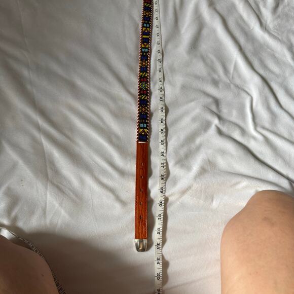 Womens Western Vintage Leather Beaded Belt Silver Buckle - Picture 7 of 7